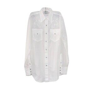 HBARC California Ranchwear White Pearl Snap Western Shirt Sz 15 1/2X35
